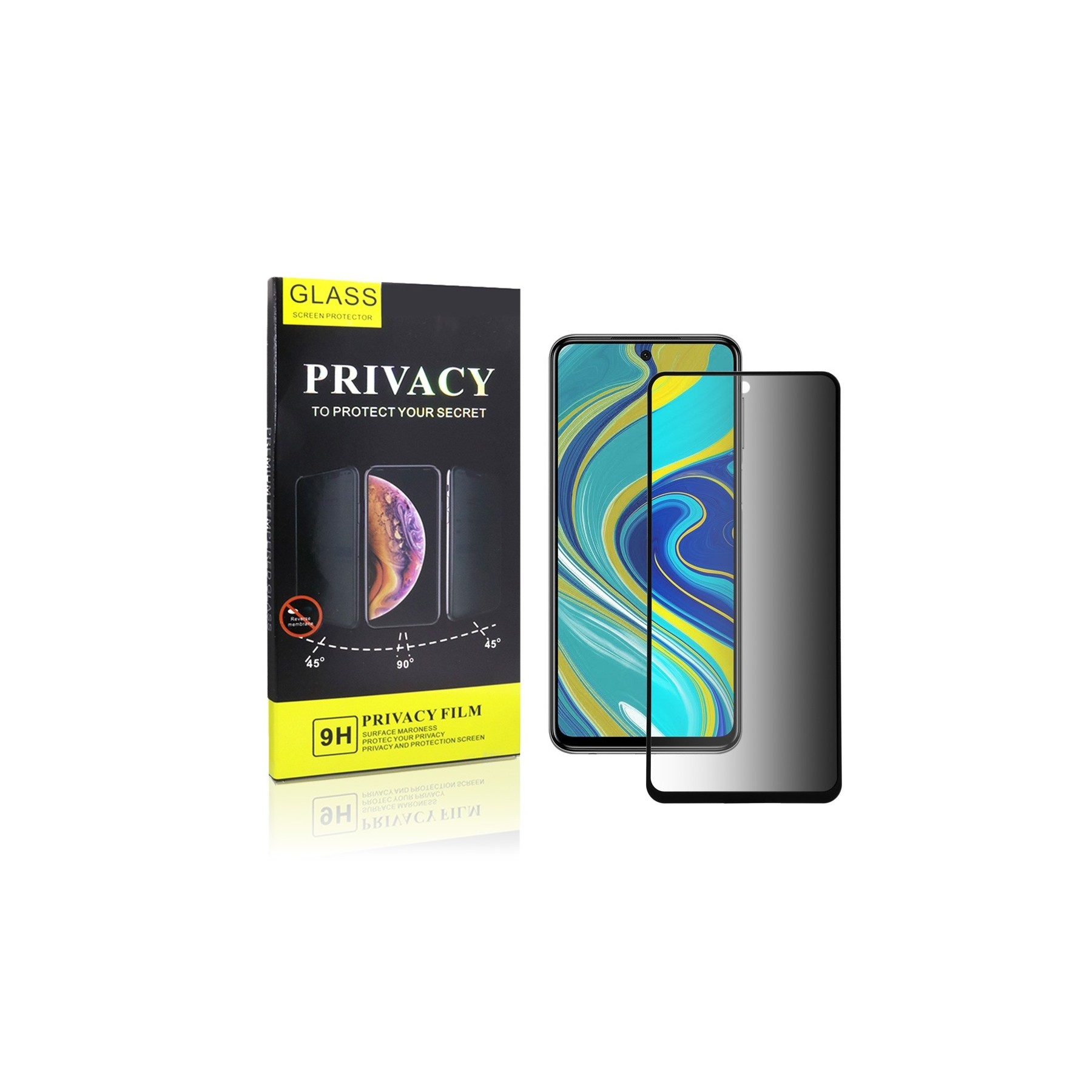 Cristal Templado Privacidad para Xiaomi Redmi Note 9s, Pro Protector Pantalla 5D