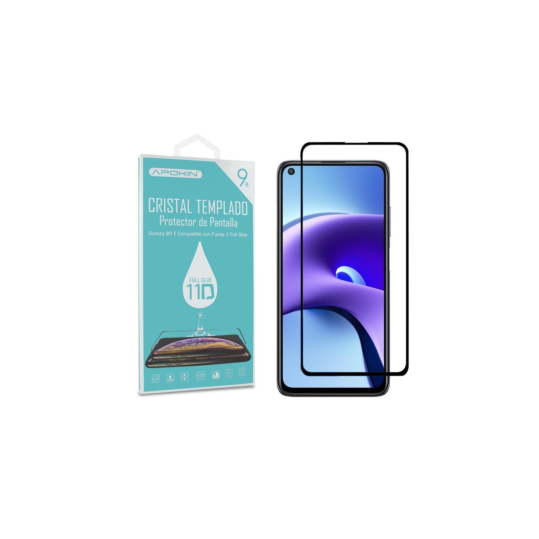 Cristal Templado Full Glue para Xiaomi Redmi Note 9T 5G Protector Pantalla Curvo