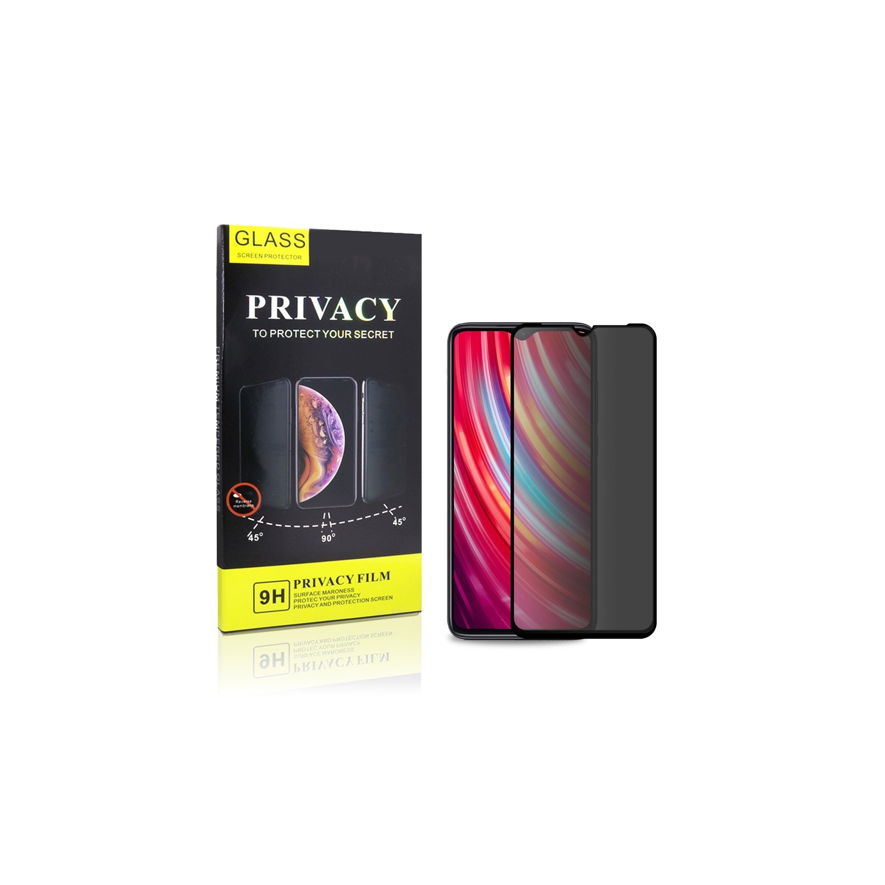 Cristal Templado Privacidad para Xiaomi Note 8 Pro Protector Pantalla 5D Curvo