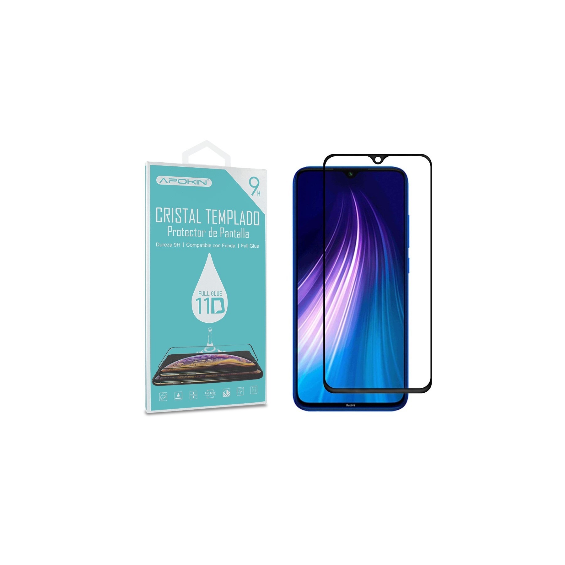 Cristal Templado Full Glue  para Xiaomi Redmi Note 8T Protector Pantalla Curvo
