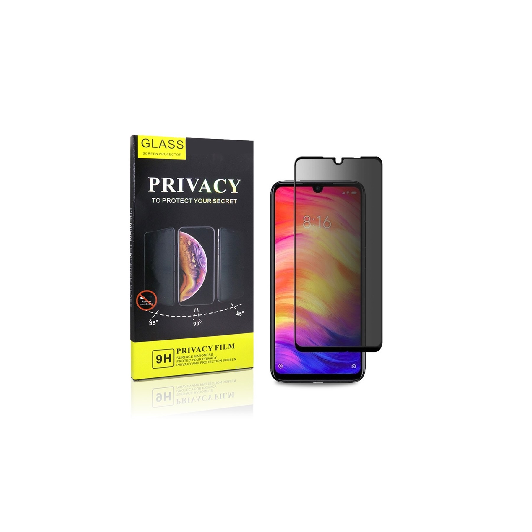 Cristal Templado Privacidad para Xiaomi Note 7 Protector de Pantalla 5D Curvo