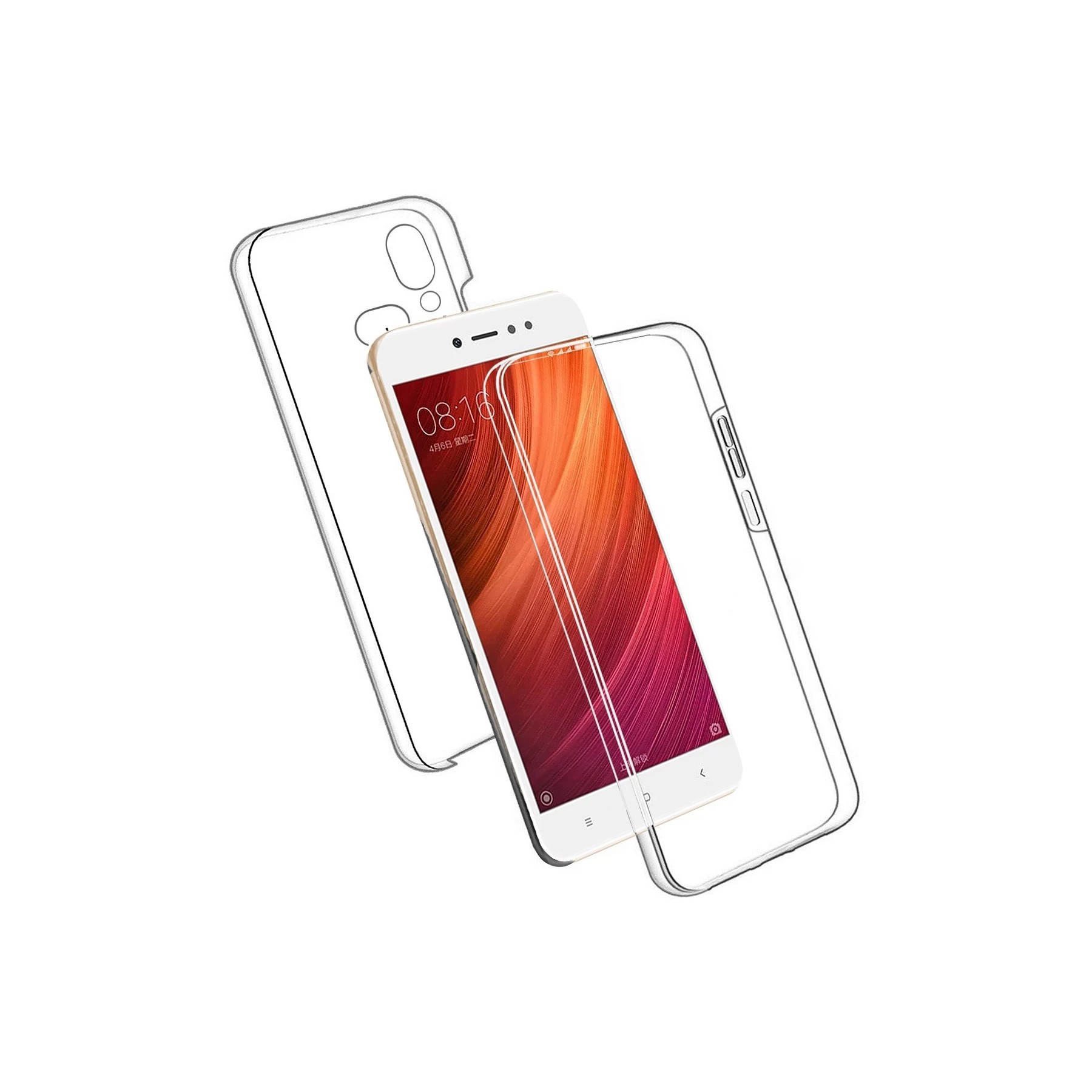 Funda Compatible con Xiaomi Redmi NOTE 5A PRIME Transparente Delante Detras