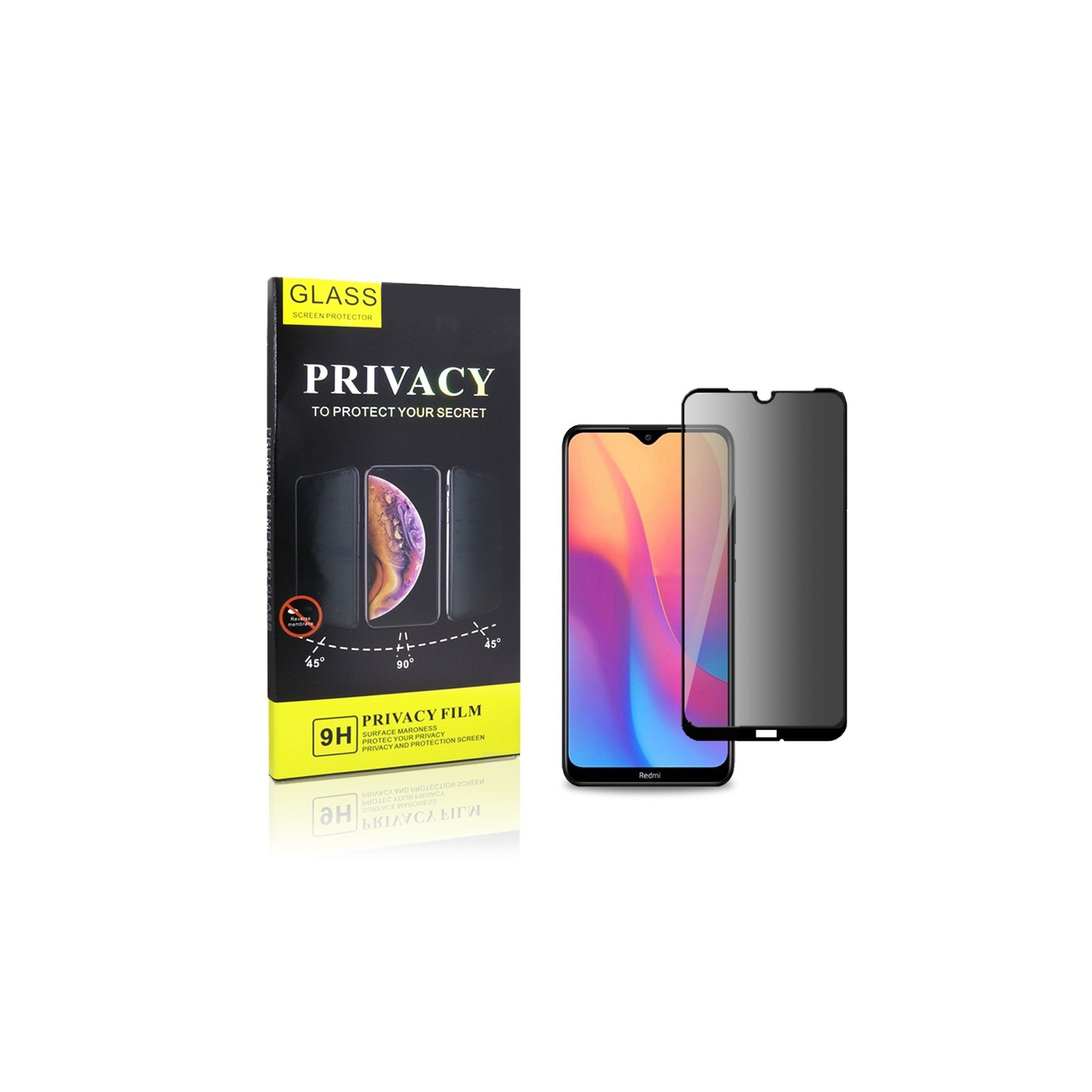 Cristal Templado Privacidad para Xiaomi Redmi 8,8A Protector Pantalla 5D Curvo