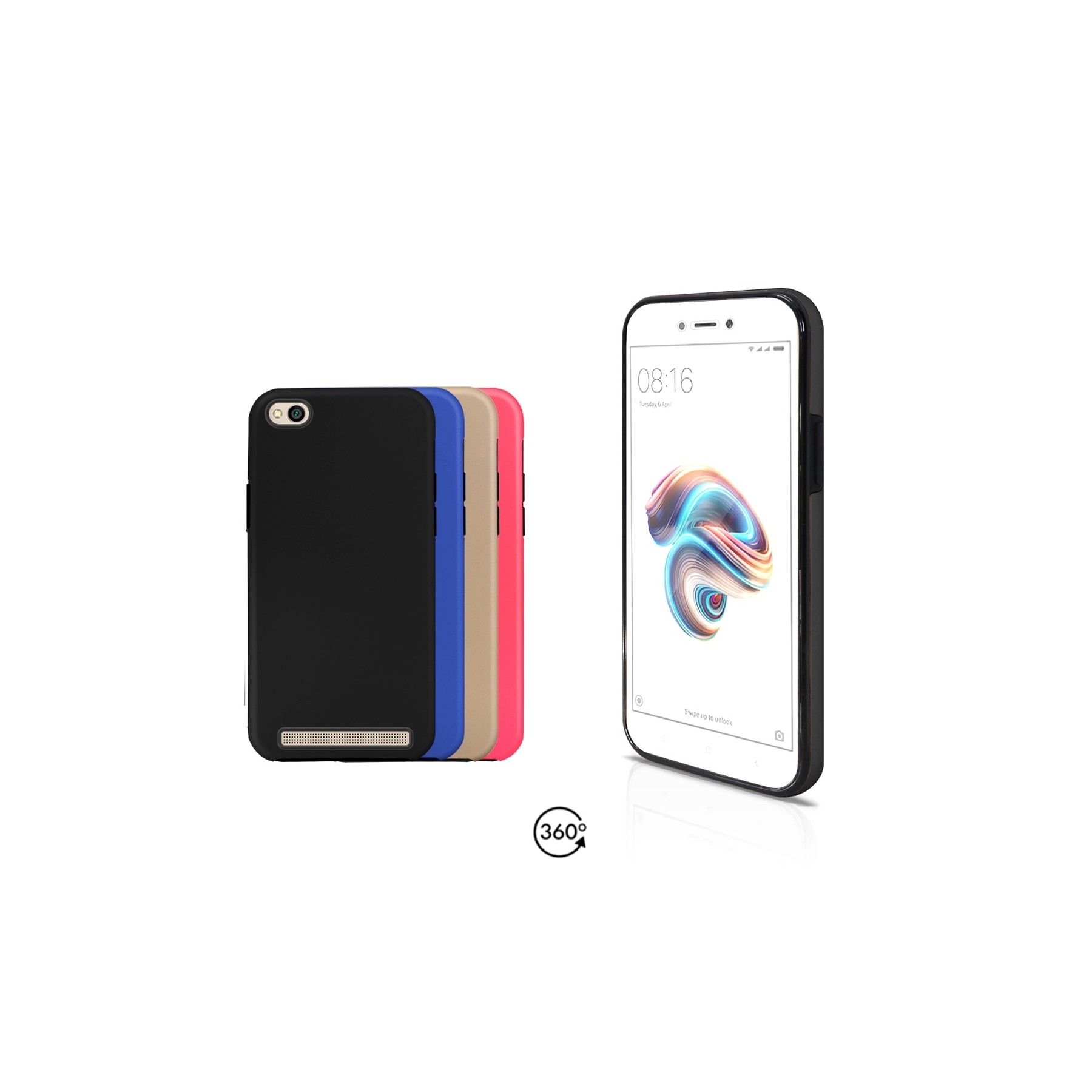 Funda Doble Compatible con Xiaomi Redmi 5A Silicona Delantera y Trasera 360