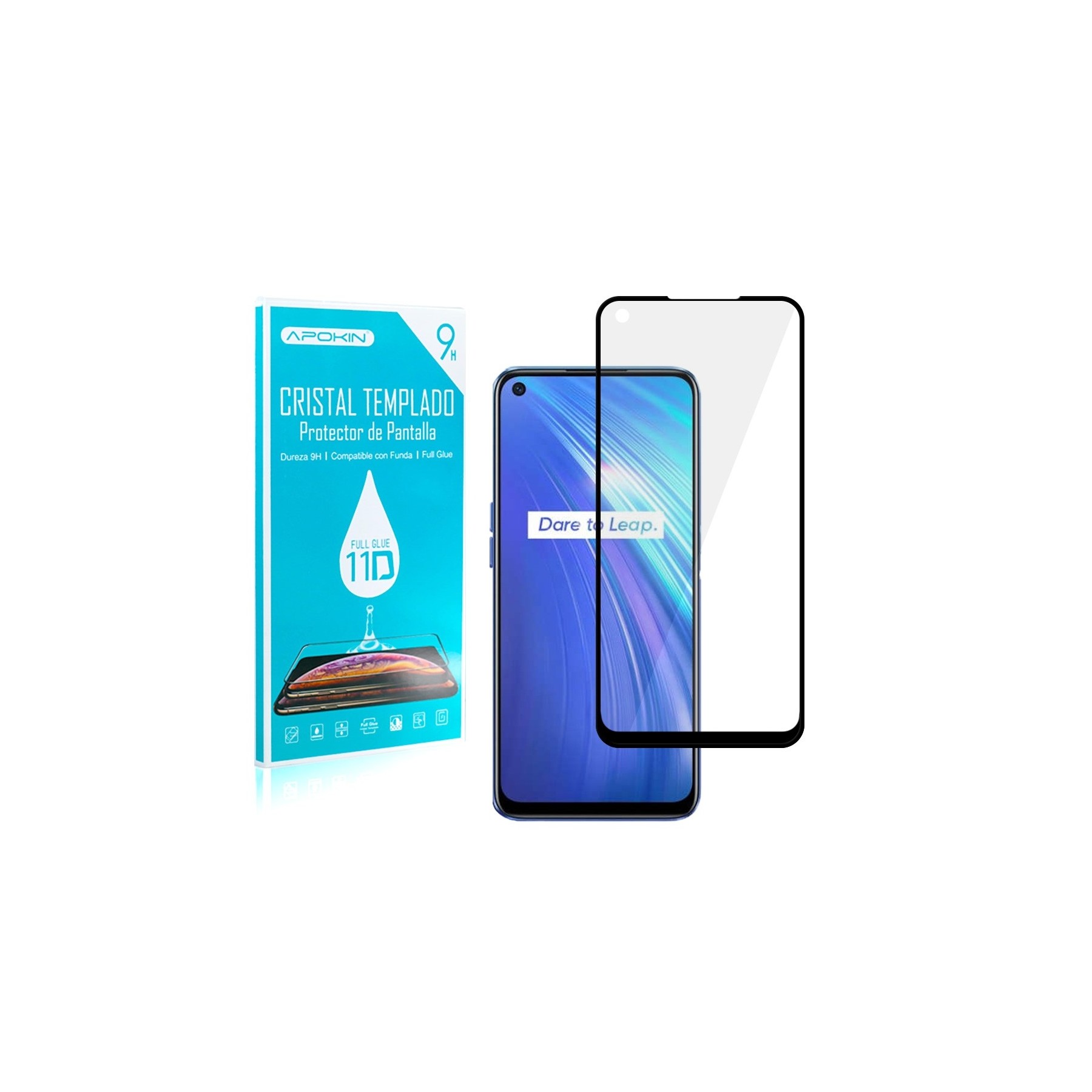 Cristal Templado Full Glue 11D para Realme 8 Pro,A74 Protector Pantalla Curvo