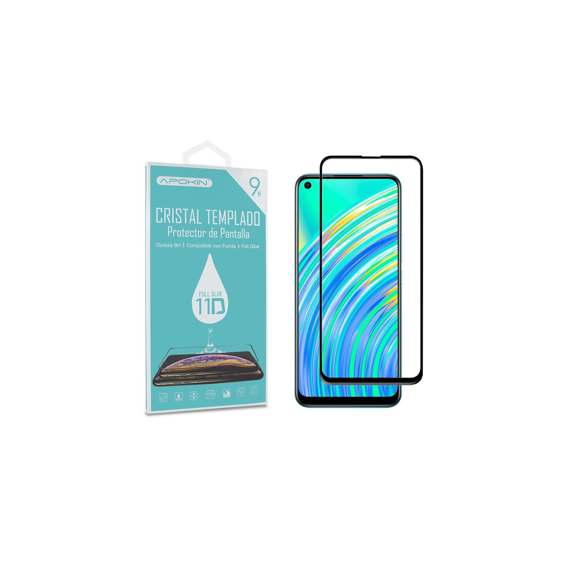 Cristal Templado Full Glue para Realme C17 , Realme 7i Protector Pantalla Curvo