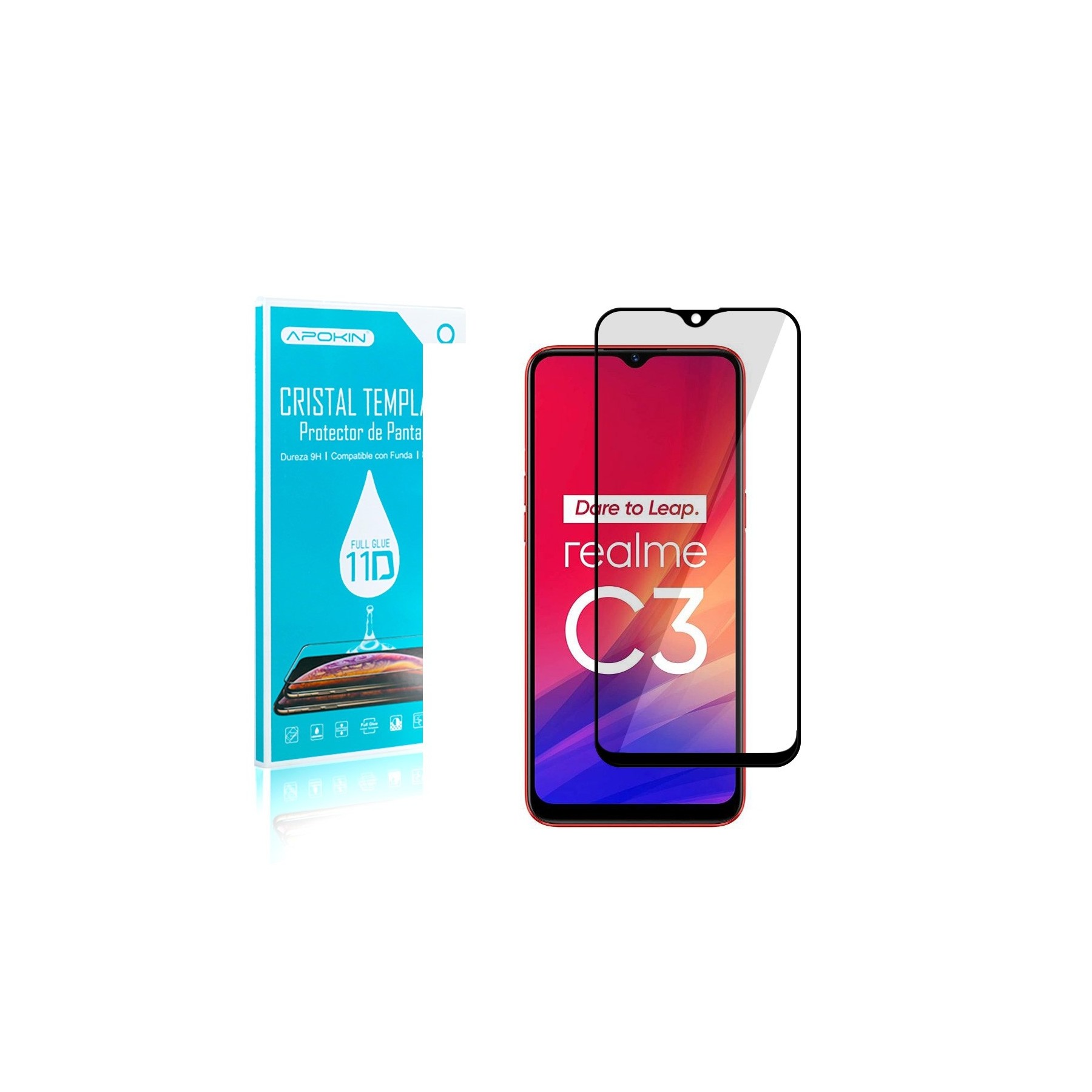 Cristal Templado Full Glue 11D para Realme C21 Protector Pantalla Curvo