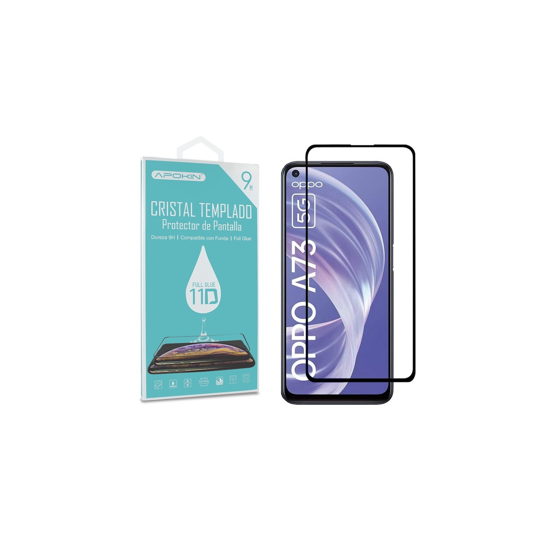 Cristal Templado Full Glue 11D Compatible con Oppo A73 Protector Pantalla Curvo