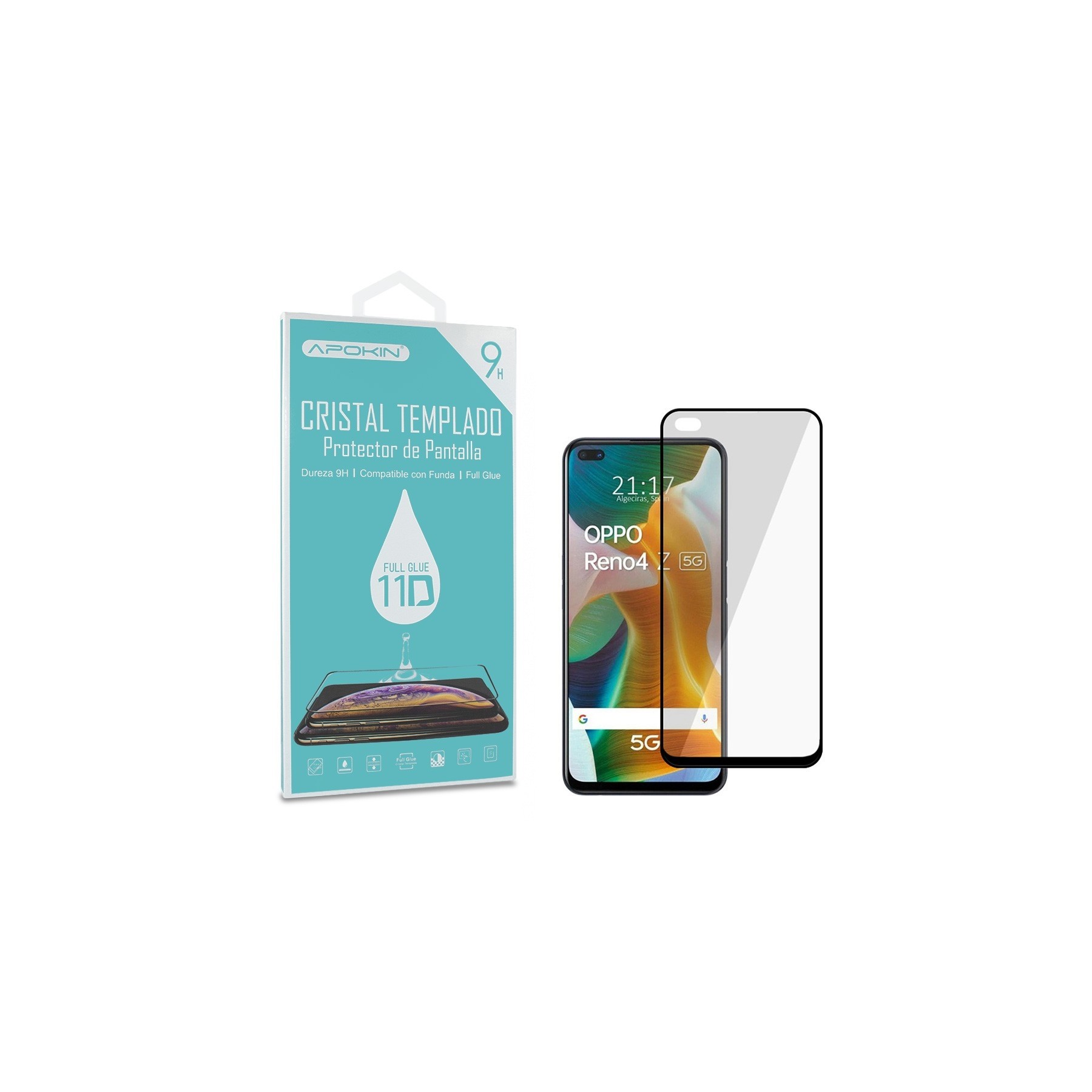 Cristal Templado Full Glue para Oppo Reno 4 Z,Oppo A33 Protector Pantalla Curvo