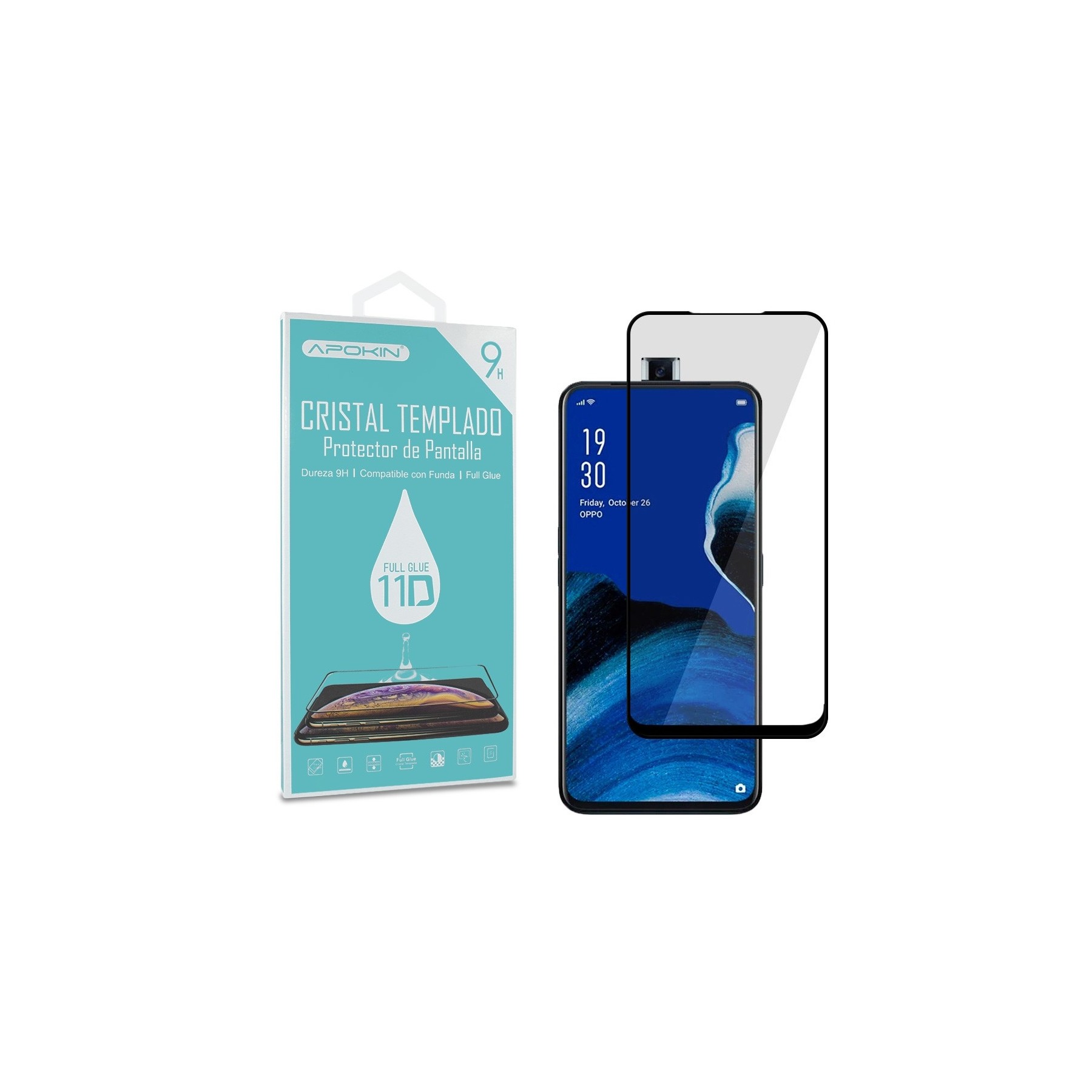 Cristal Templado Full Glue 11D para Oppo Reno 2 Z Protector Pantalla Curvo