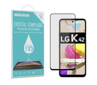 Cristal Templado Full Glue 11D Compatible con LG K42 Protector Pantalla Negro