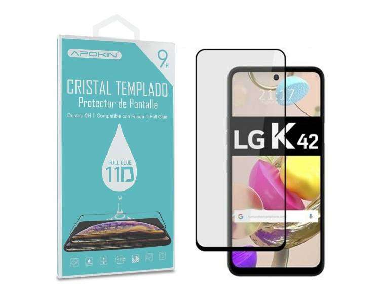 Cristal Templado Full Glue 11D Compatible con LG K42 Protector Pantalla Negro