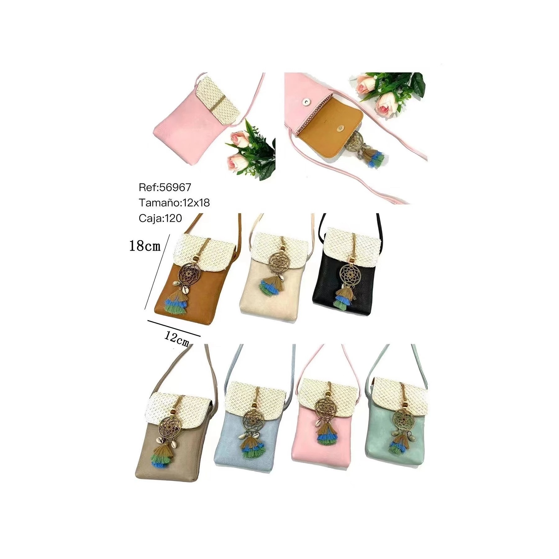 Bolsito Colgante con Cierre de Mimbre Ecologico 56967 Surtidos
