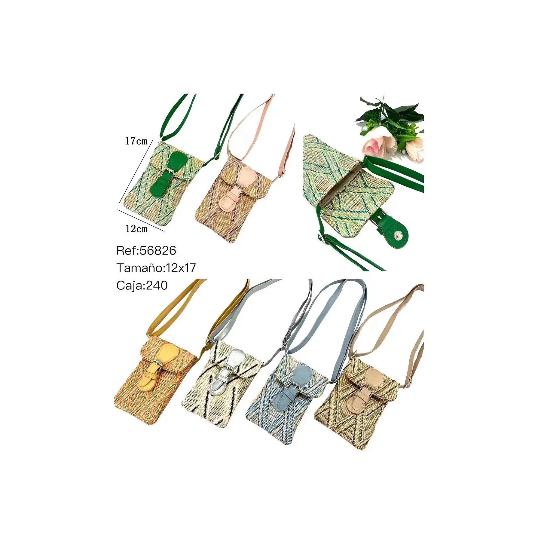 Bolsito Colgante con Cierre de Mimbre Ecologico 56826 Surtidos