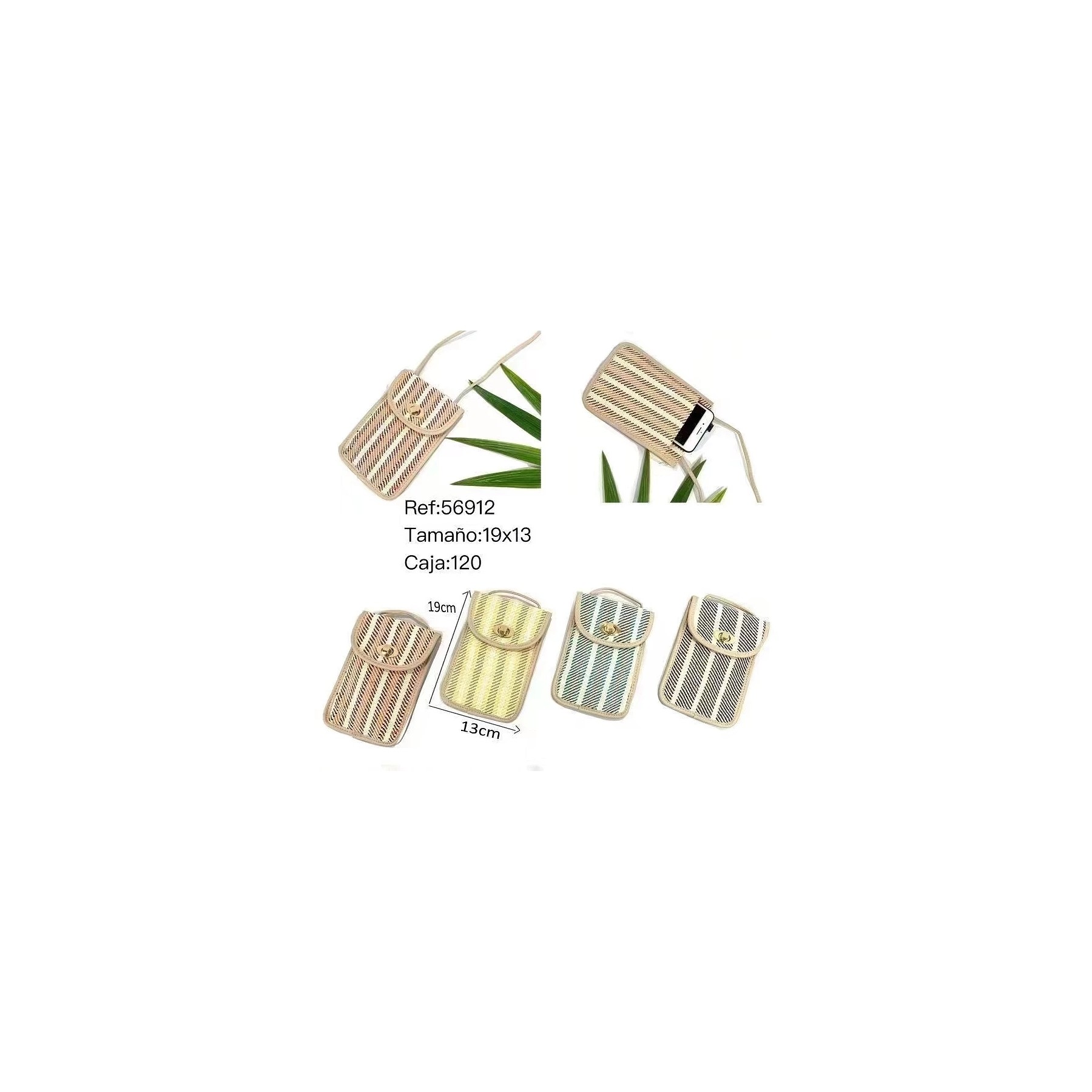 Bolsito Colgante con Cierre de Mimbre Ecologico 56912 Surtidos