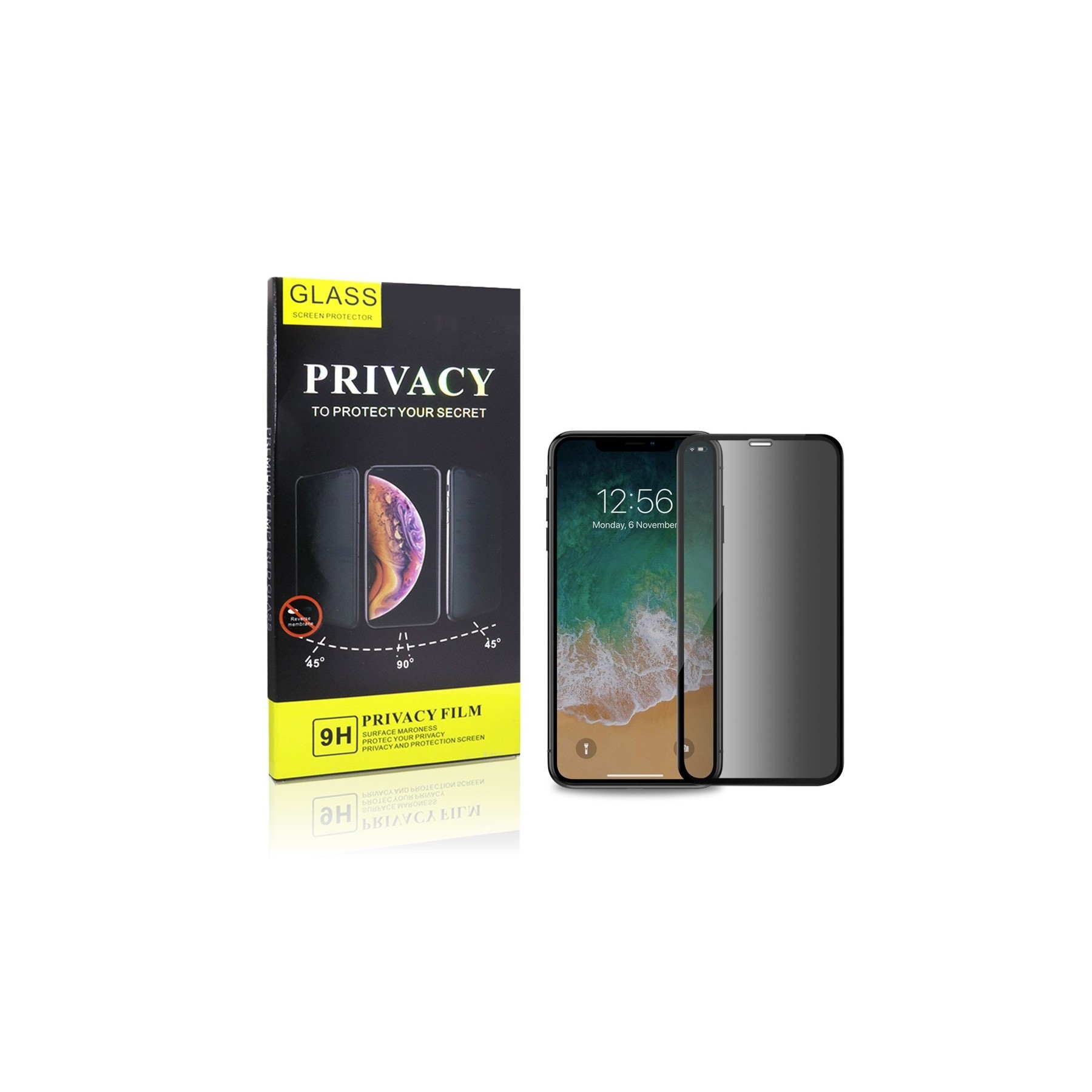 Cristal Templado Privacidad para iPhone XR , 11 Protector de Pantalla 5D Curvo