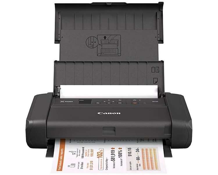 Impresora portátil canon pixma tr150 con batería/ wifi/ negra