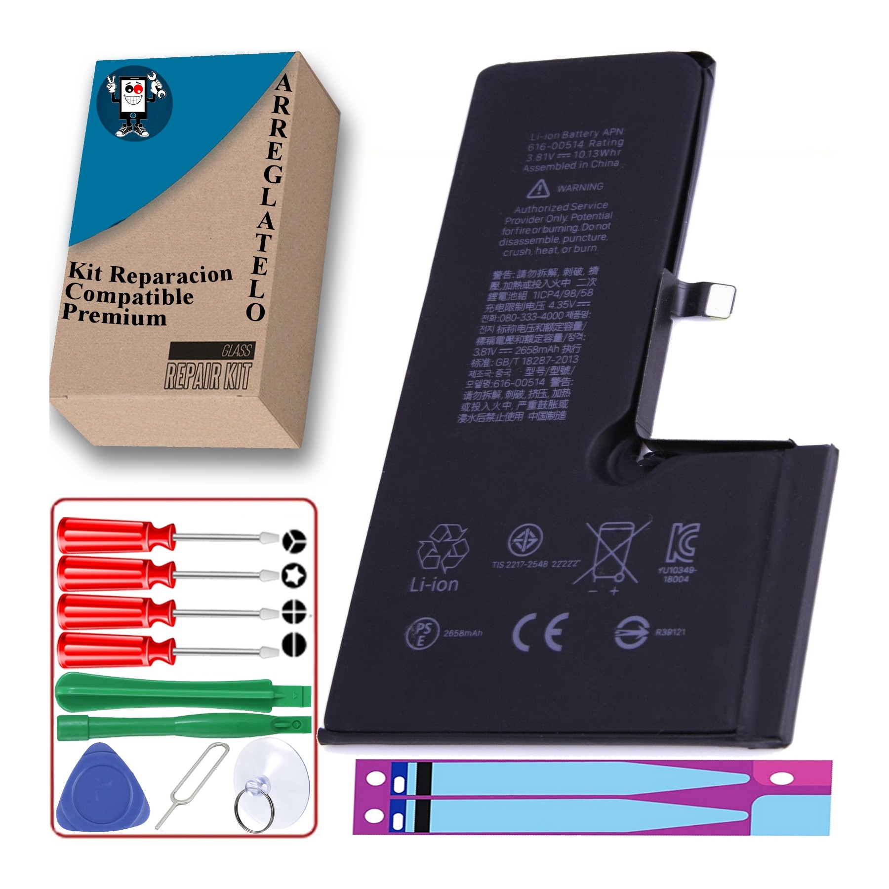 Kit Reparacion Bateria Para iPhone XS, Capacidad Original 2658 mAh