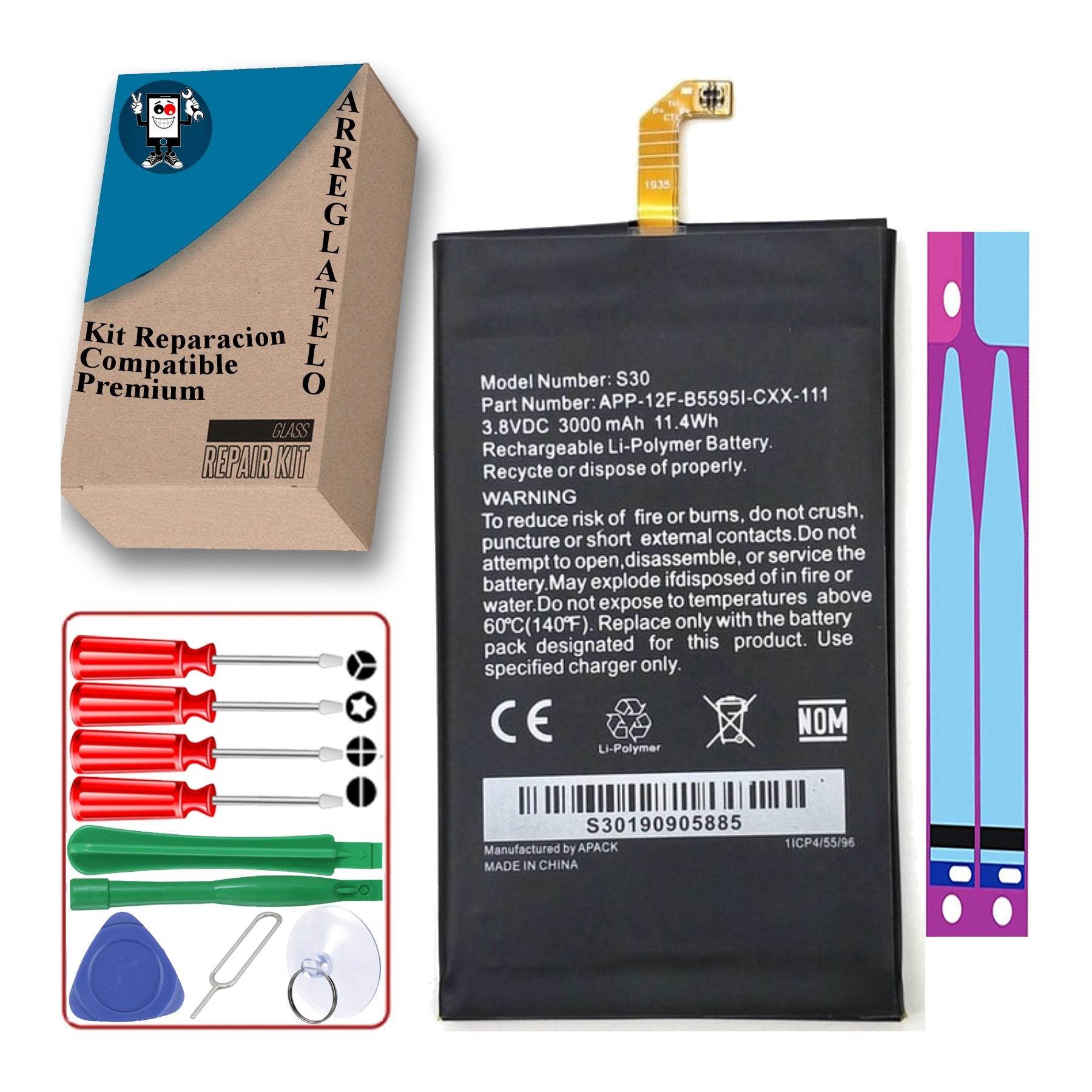 Bateria Compatible para CAT S30 APP-12F-B5595I-CXX-111 Capacidad Original