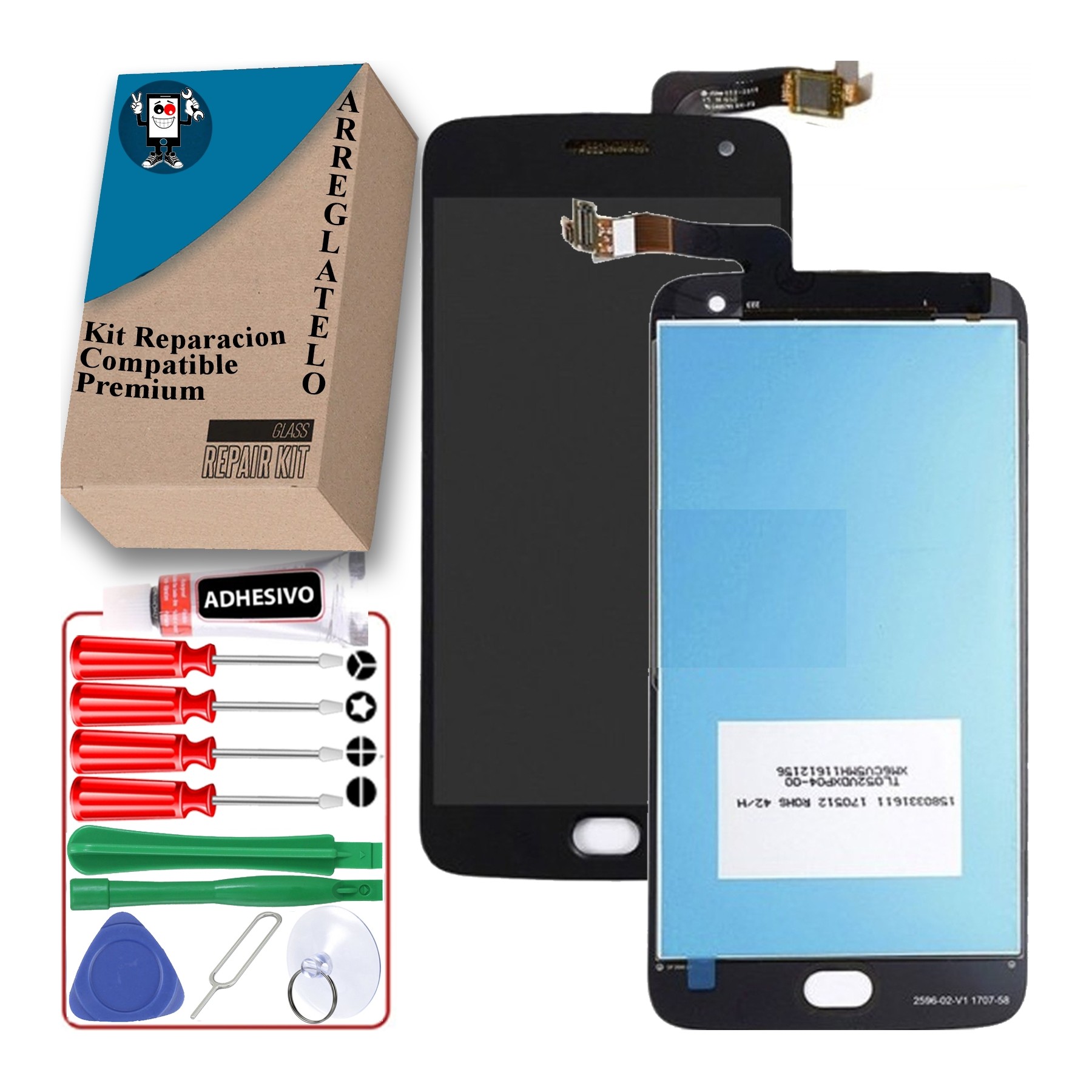 Kit Reparación Pantalla Para Motorola Moto G5 Plus, Completa, OEM, Negra