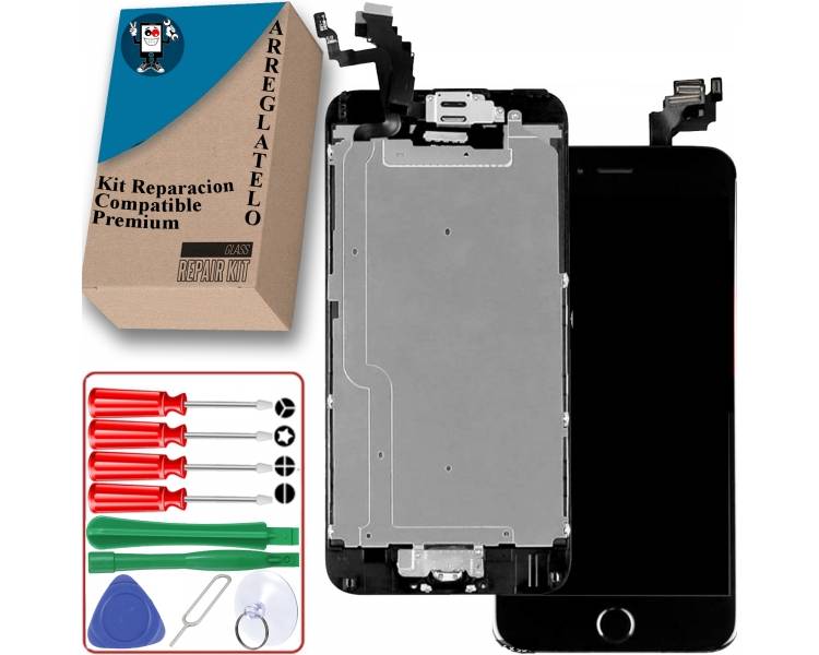 Kit Reparación Pantalla para iPhone 6 Plus Con Sensores Y Boton Negra Oem