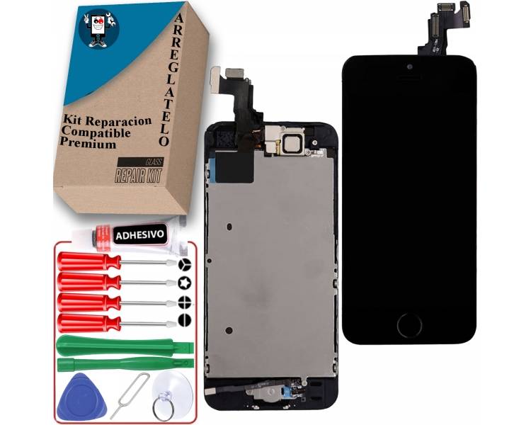 Kit Reparación Pantalla Con Sensores & Boton Inicio Para iPhone 5S, Negra