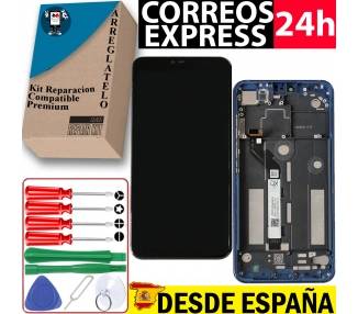 Kit Reparación Pantalla para Xiaomi Mi 8 Lite con Marco, Azul, Completa, OEM