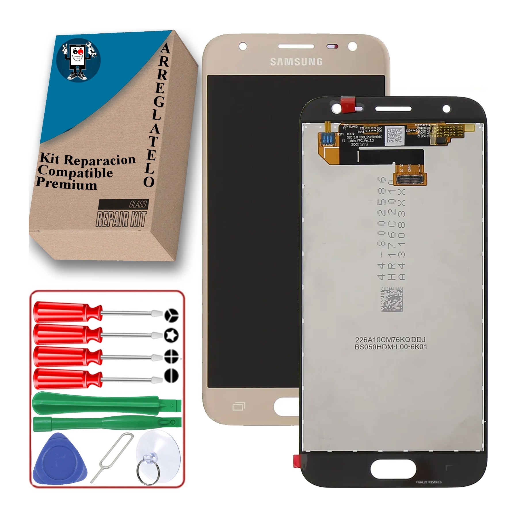 Kit Reparación Pantalla para Samsung Galaxy J3 2017 J330F, OLED, Dorado