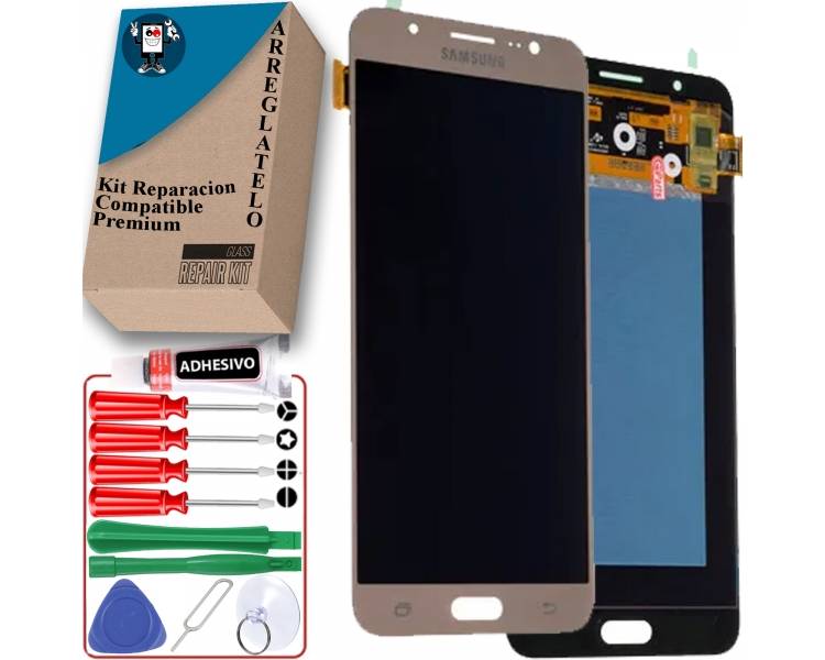 Kit Reparación Pantalla para Samsung Galaxy J7 2016 J710F, OLED, Dorado