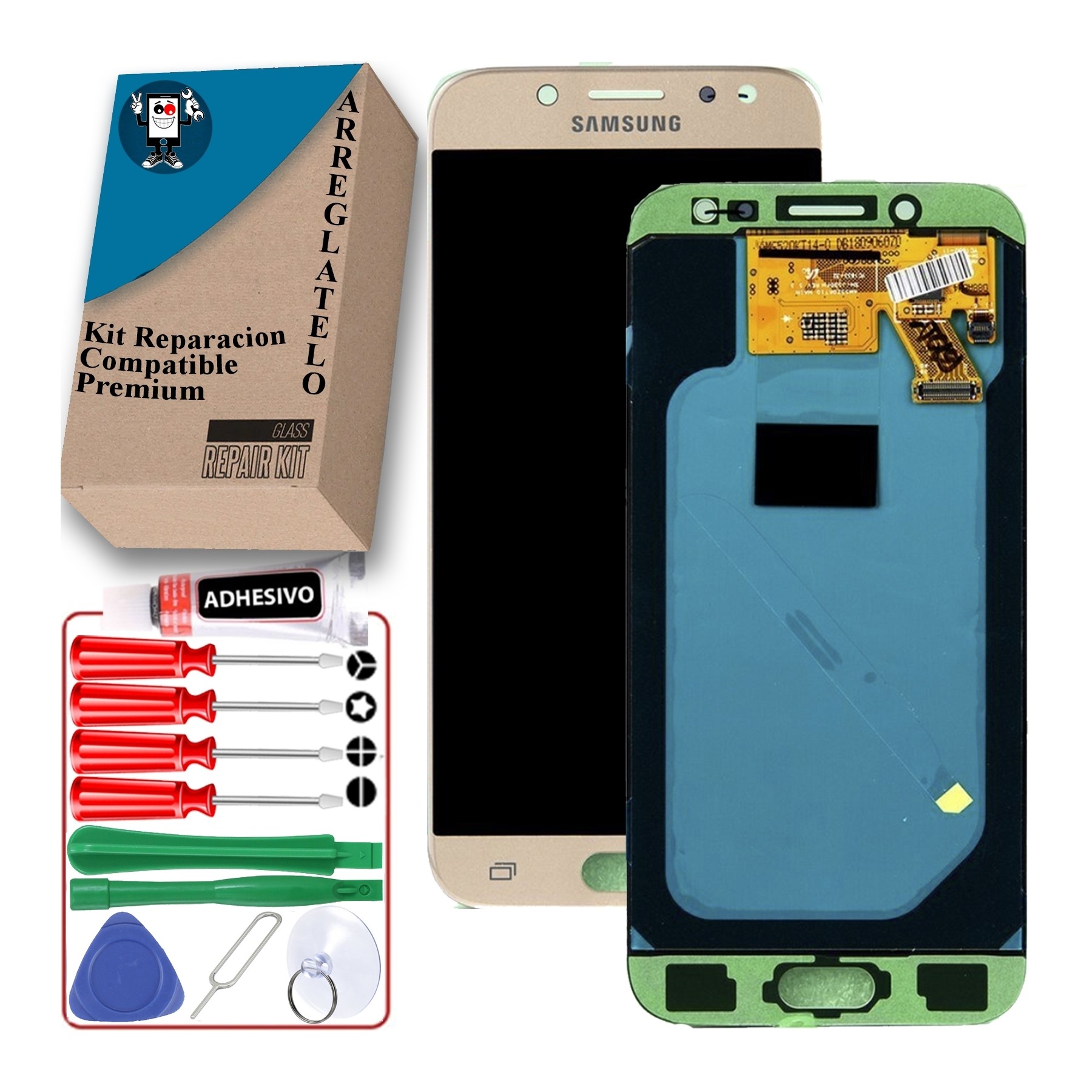 Kit Reparación Pantalla para Samsung Galaxy J5 2017 J530F, TFT, Dorado