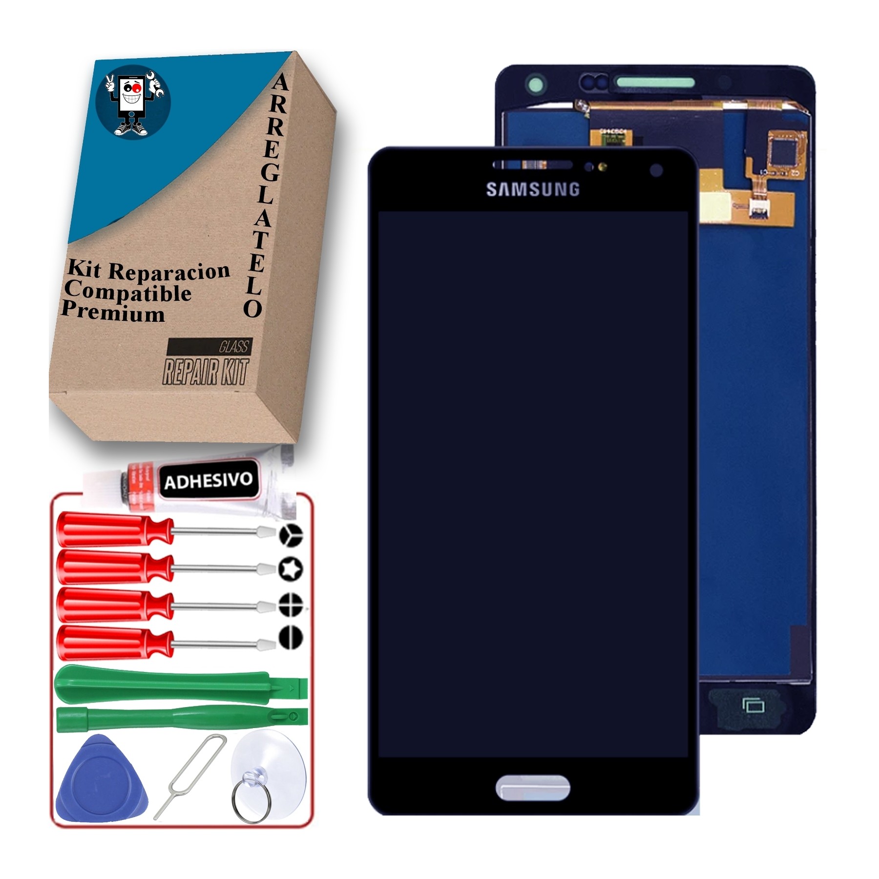 Kit Reparación Pantalla Original Para Samsung Galaxy A5 A500F Azul Oscuro Negra