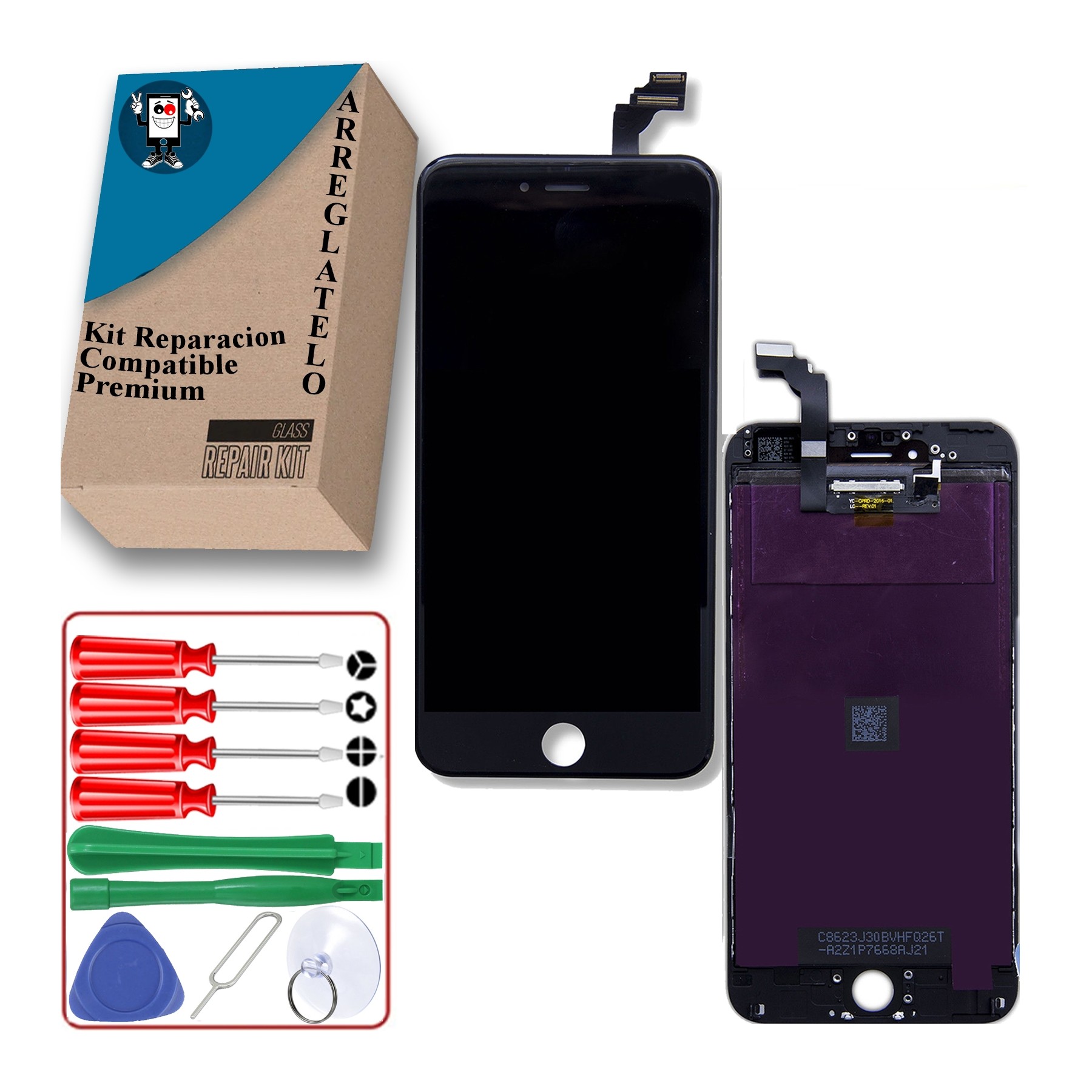 Kit Reparación Pantalla Para iPhone 6 Plus Completa con Marco Negra