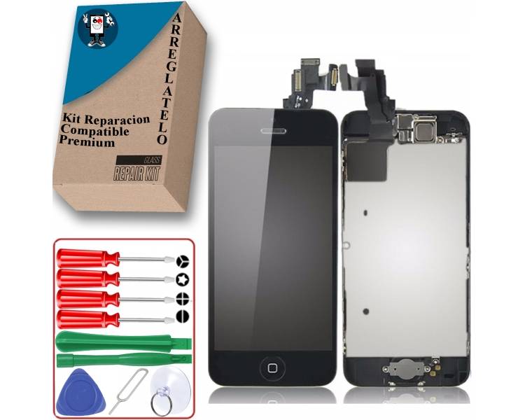 Kit Reparación Pantalla Para iPhone 5C Con Camara, Boton & Sensores, Negra