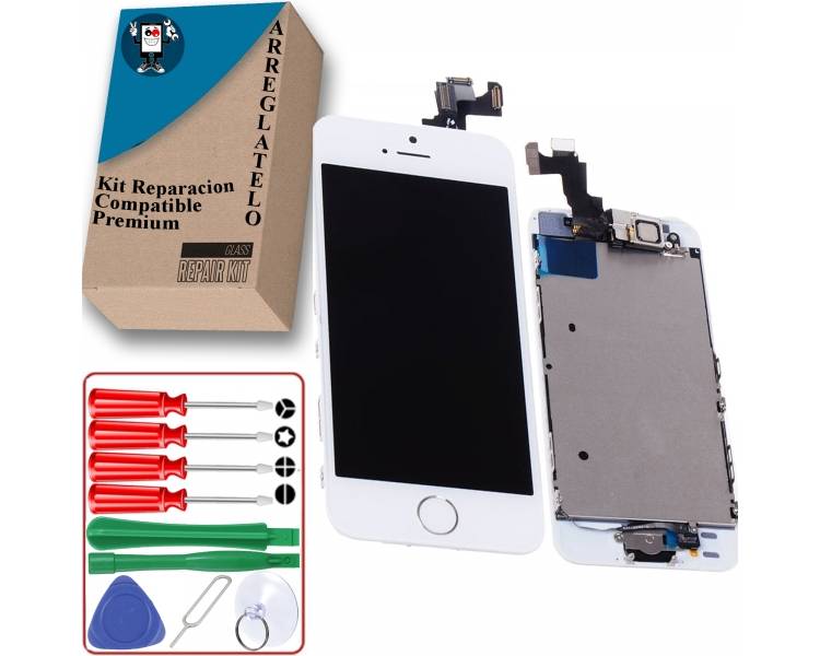 Kit Reparación Pantalla Para iPhone 5S con Componentes & Boton Inicio Blanca