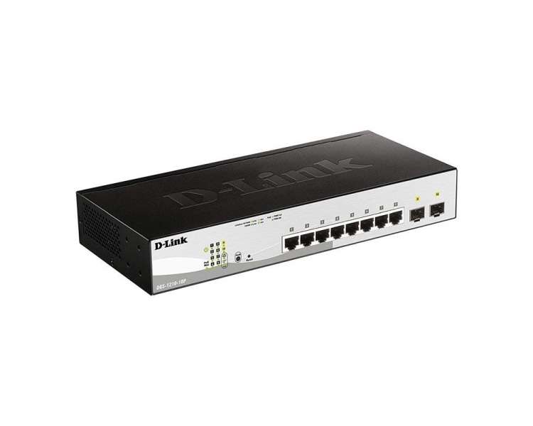 Switch d-link dgs-1210-10 8 puertos/ rj-45 gigabit 10/100/1000 poe/ sfp