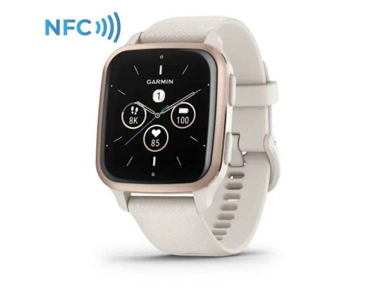 Smartwatch garmin venu sq 2 music edition/ notificaciones/ frecuencia cardíaca/ gps/ oro rosa y blanco
