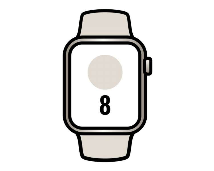 Apple watch series 8/ gps/ 45mm/ caja de aluminio blanco estrella/ correa deportiva blanco estrella