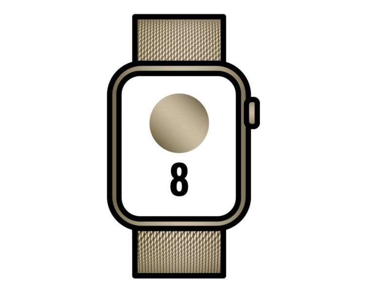 Apple watch series 8/ gps/ cellular/ 41mm/ caja de acero inoxidable oro/ correa milanese loop oro
