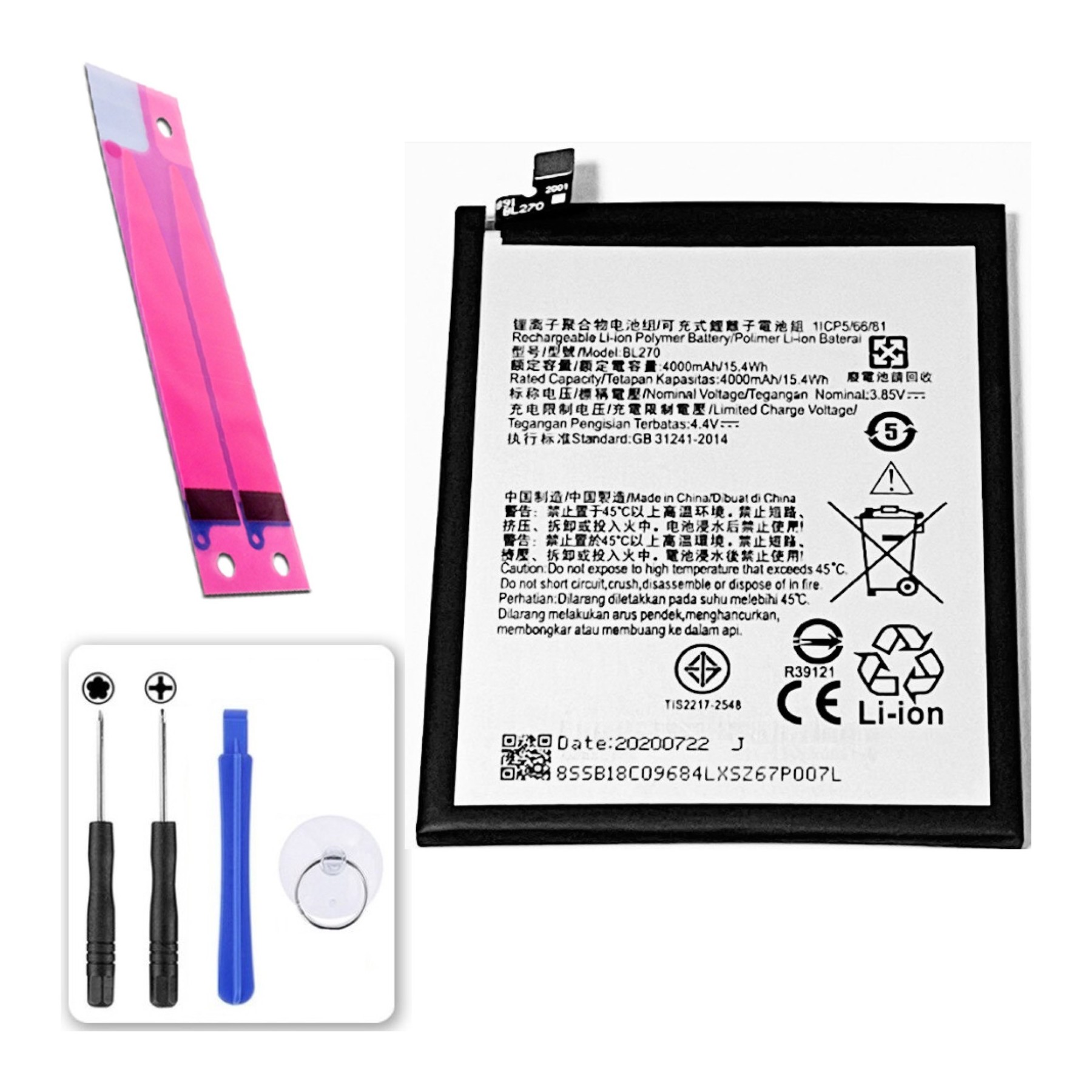 Bateria para Lenovo K6 Note, Vibe K6 G Plus, G5 Plus, MPN Original: BL270