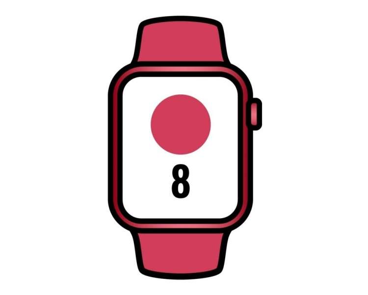 Apple watch series 8/ gps/ 45mm/ caja de aluminio (product red) rojo/ correa deportiva (product red) rojo