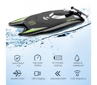 Barco de 25 KM/H de alta velocidad, de carreras de control remoto, Motor Dual