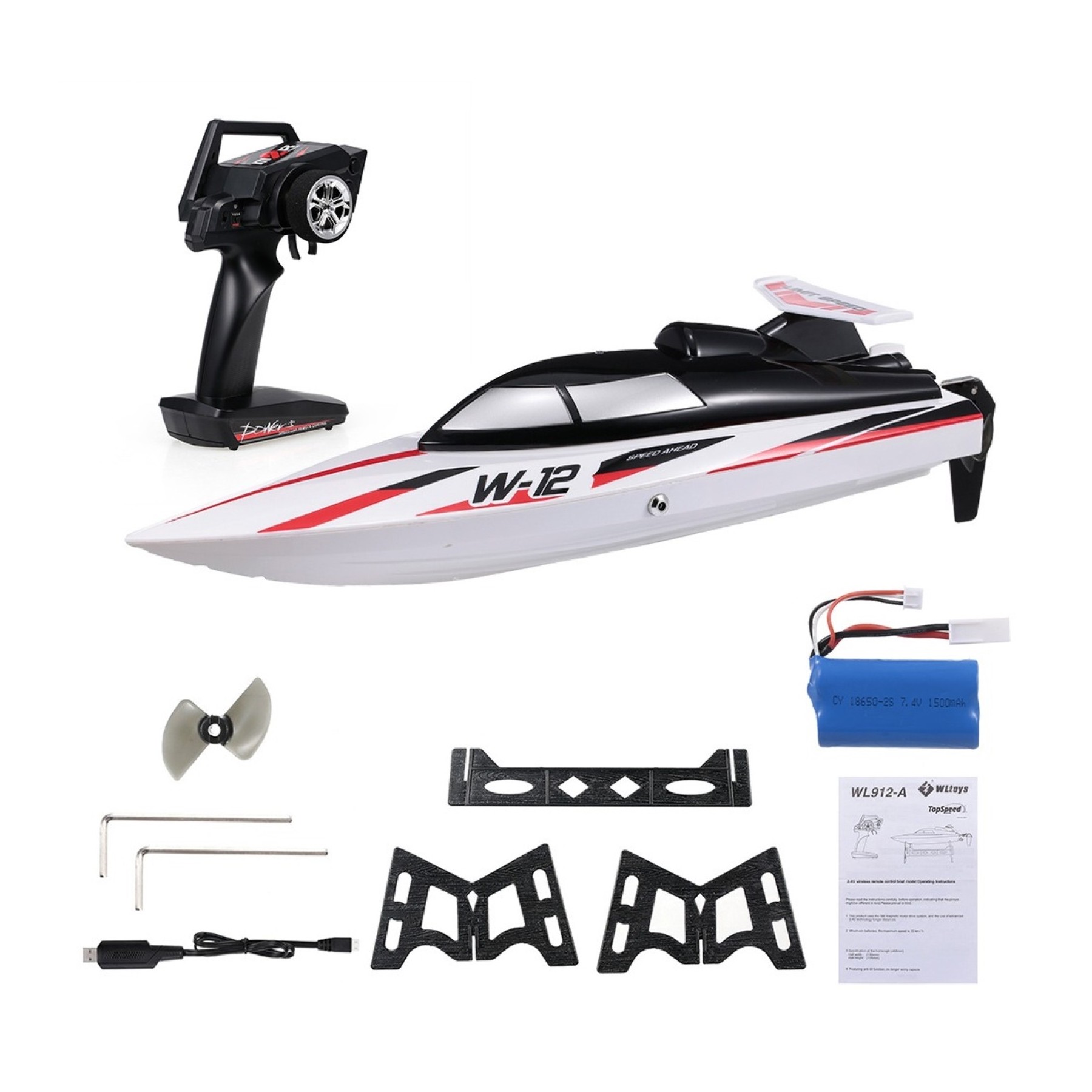 Barco RC 35 KM/H de alta velocidad de carreras, WLtoys, WL912-A