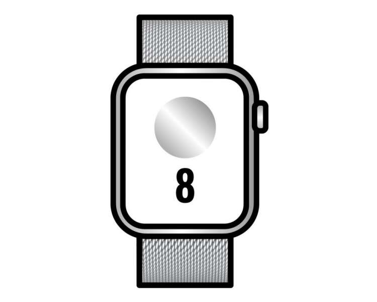 Apple watch series 8/ gps/ cellular/ 45mm/ caja de acero inoxidable plata/ correa milanese loop plata
