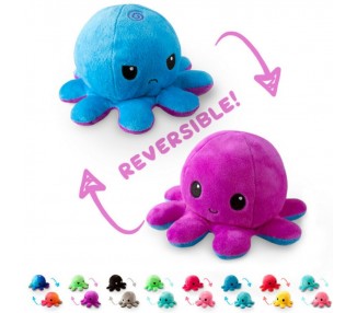 Peluche de Pulpo Reversible de 20 cm Azul