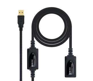 Cable alargador usb 2.0 nanocable 10.01.0212/ usb macho - usb hembra/ 10m/ negro