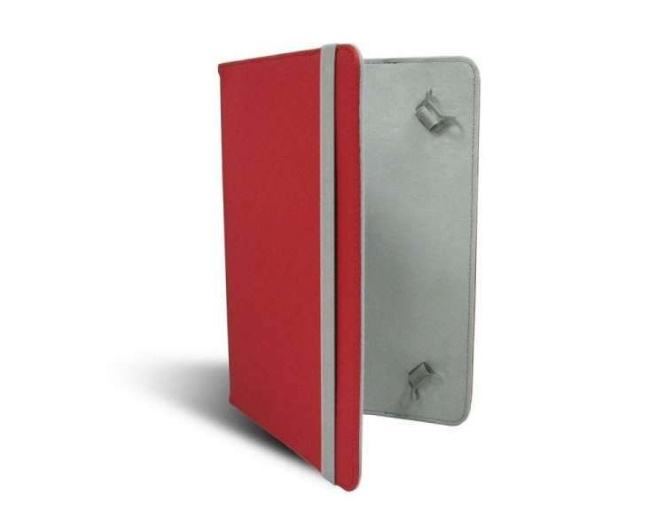 Funda universal leotec left09r roja - para tablets 7' a 9' (17.7-22.86cm) - tipo libro - ajuste mediante ganchos elásticos