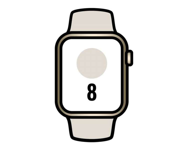 Apple watch series 8/ gps/ cellular/ 45mm/ caja de acero inoxidable oro/ correa deportiva blanco estrella