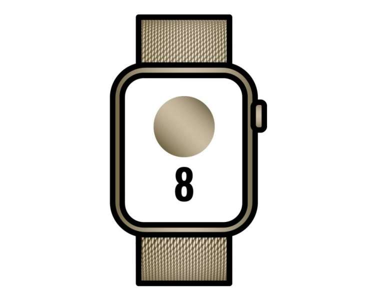 Apple watch series 8/ gps/ cellular/ 45mm/ caja de acero inoxidable oro/ correa milanese loop oro