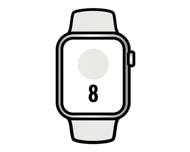 Apple watch series 8/ gps/ cellular/ 45mm/ caja de aluminio plata/ correa deportiva blanca