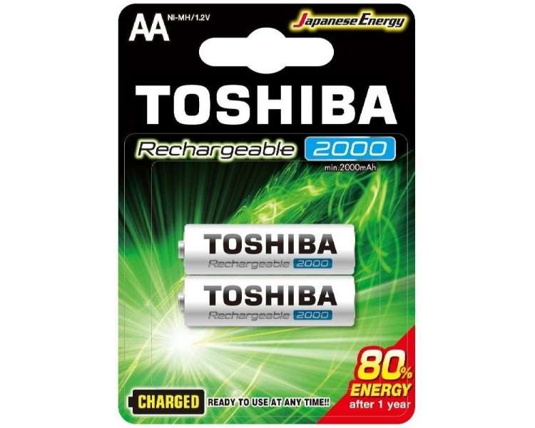Pack de 2 pilas aa toshiba rechargeable/ 1.2v/ recargables